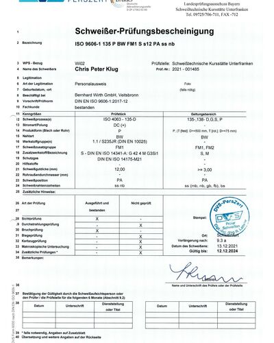 DVS Schweißzertifikat